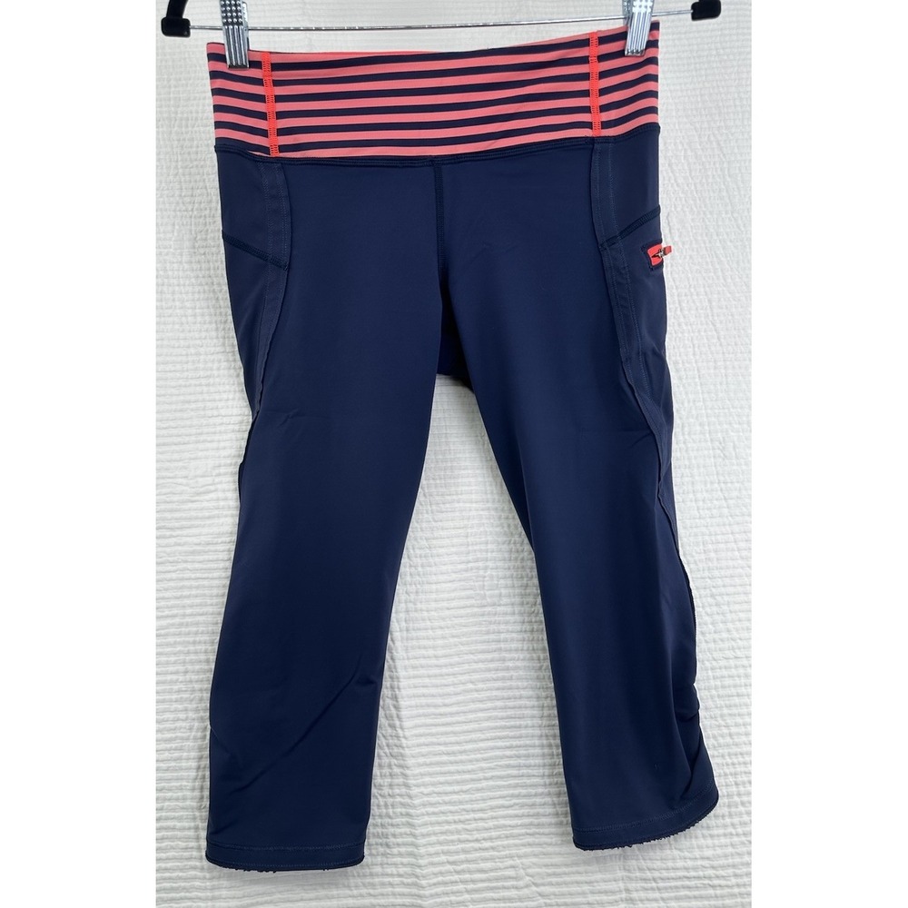 LULULEMON Multi/Blue Active Wear Yoga Cropped Pant w/Side Leg Zip Pocket 6